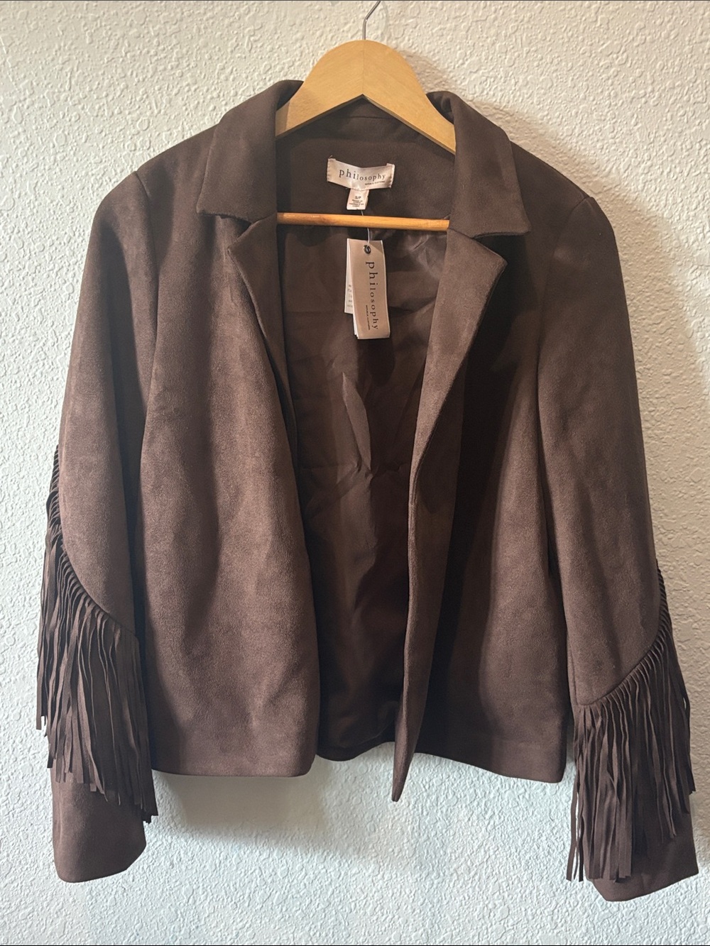 Philosophy Chocolate Brown Fringe Jacket